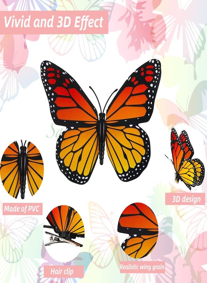 BeapTcely 36 Pcs Monarch Butterfly Hair Clips, 4 Size 3D Simulation Butterflyr Hair Barrettes Butterfly Headwear Clips for Halloween Dia De Los Muertos Day of the Dead Decorations (36 Pieces) - Image 3